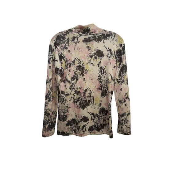 St. John Collection Women Pink Cream Floral Wool abstract blouse Top Size Small - Picture 2 of 6